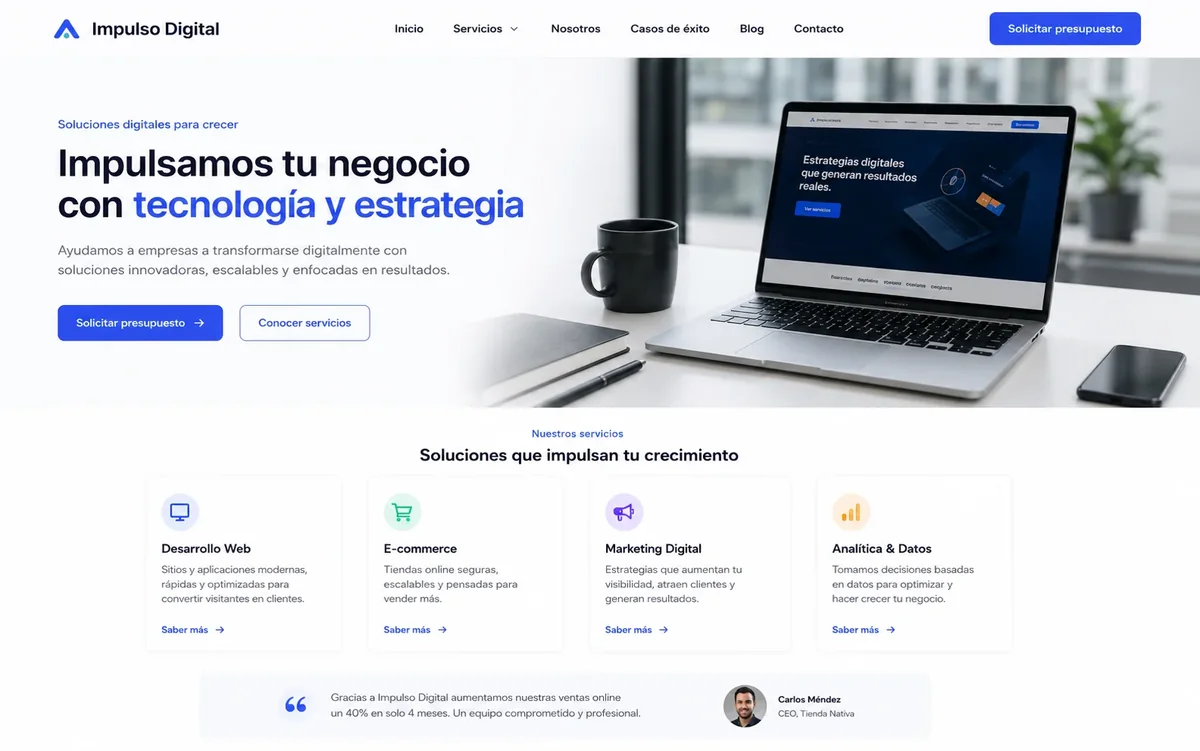 Página profesional para empresa de servicios